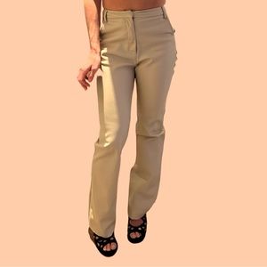 Beige leather pants